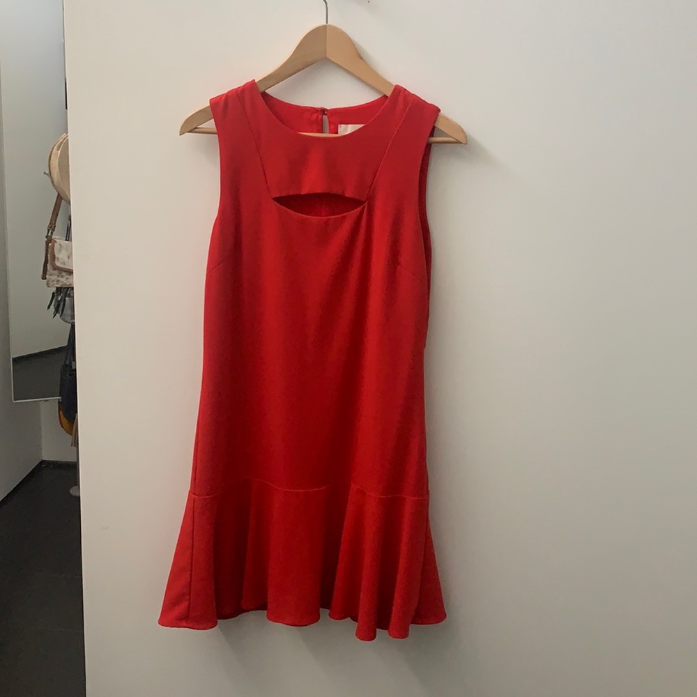 Greylin Red Ruffle Dress with Cutout